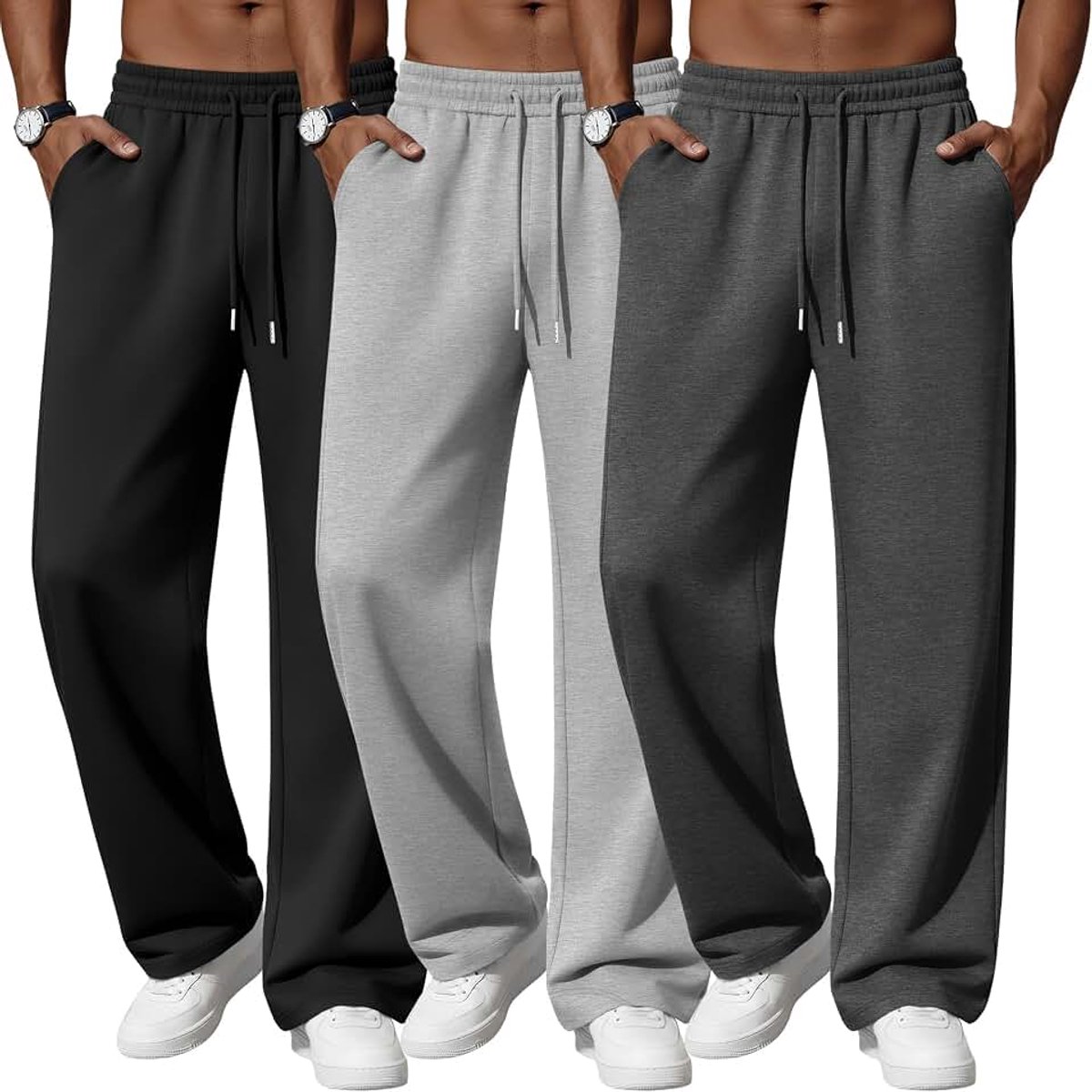 Broeken: Lichtgewicht, Wijde Joggingbroek Met Open Pijpen en Trekkoord, Casual Model Met 3 Zakken