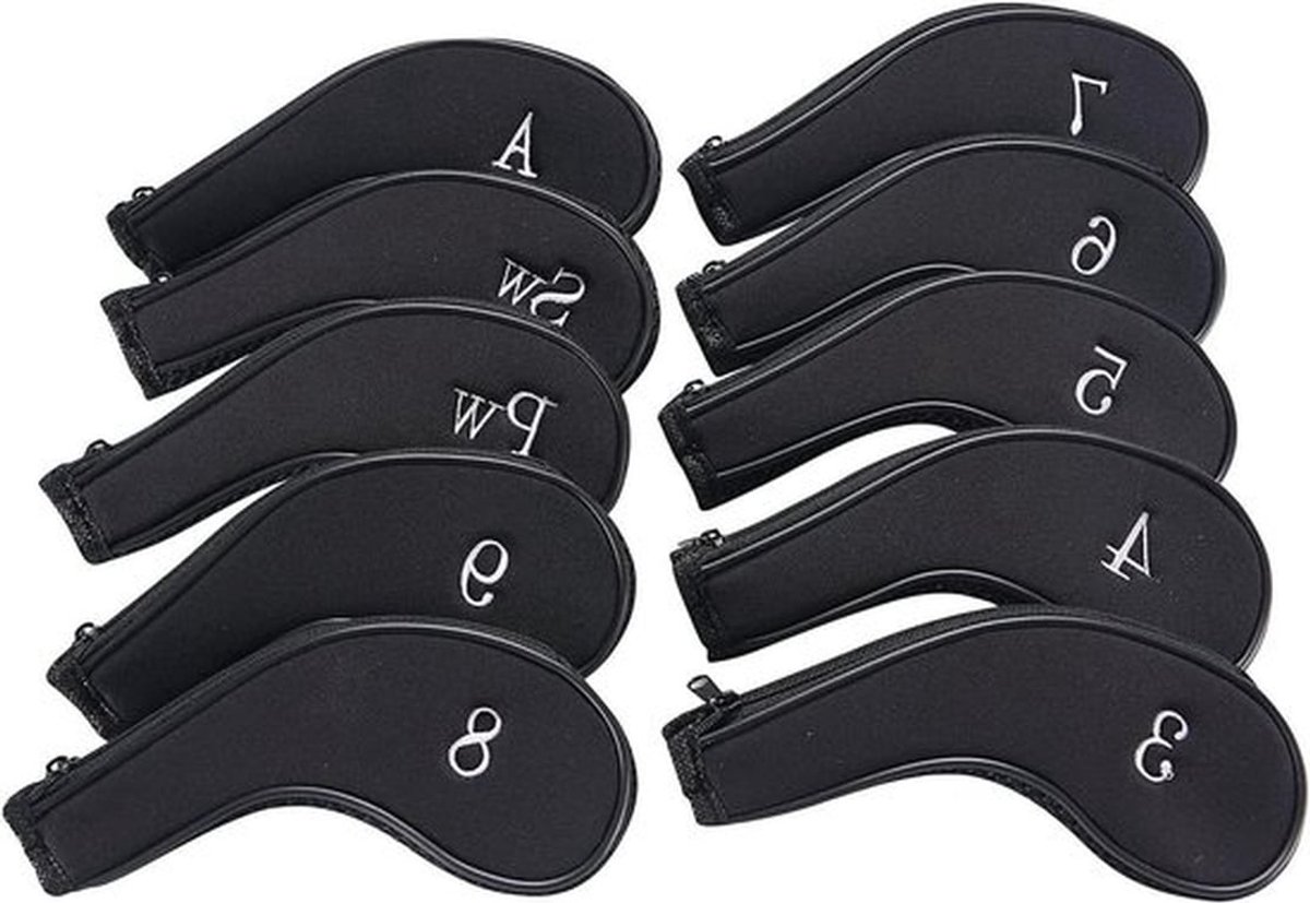 Ijzeren Hoofd Covers - Golf Club - 10 Pack - Zwart - Ijzeren Covers.