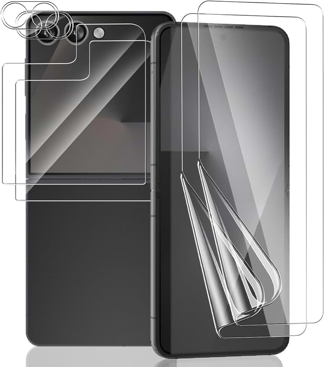 [2 + 2 + 2 stuks] displaybeschermfolie voor Samsung Galaxy Z Flip 7 gehard glas, HD-zachte TPU-folie en gehard glas, bescherming van het achterscherm en camerabescherming, Galaxy Z Flip 7