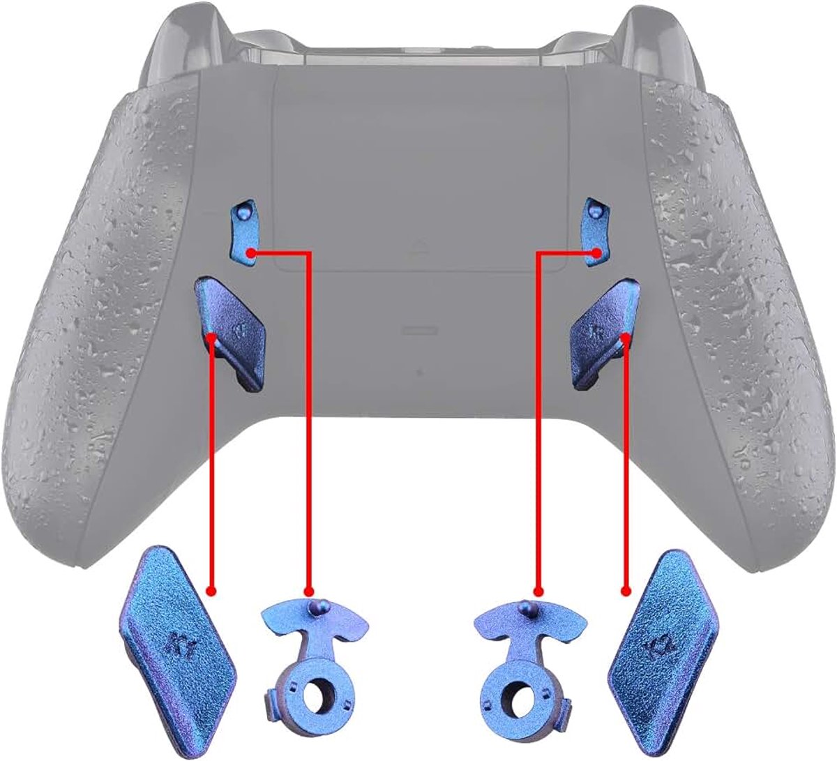 Paars Blauw Glanzend Vervanging Herontworpen Terug Knoppen HK3 HK4 Trekker Lock K1 K2 Peddels voor eXtremeRate Xbox One S X Controller Lofty Remap & Trekker Stop Kit