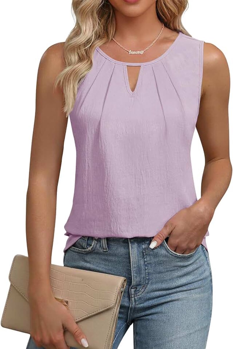 Tanktop Dames Zonder Mouwen Blouse Top Dames Basic Cami Zomer V-hals Tops Blouseshirt Vest