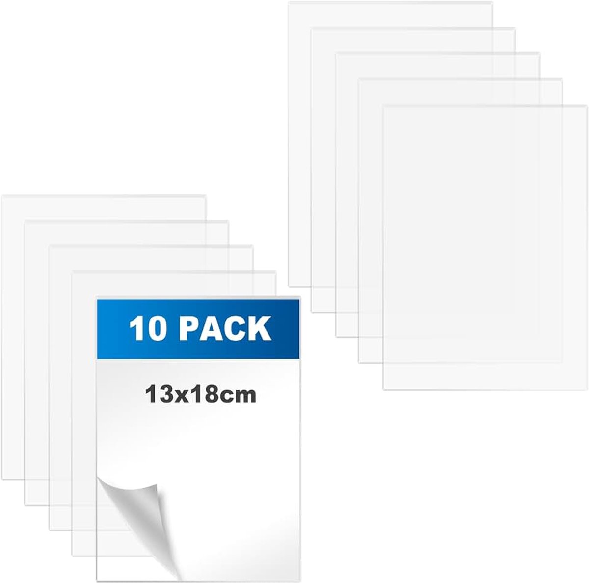 Set van 10 acrylglas kunststof platen, 1 mm acrylplaten, acrylplaat transparant, acrylglasplaten voor fotolijsten, projecttentoonstelling, schilderen, tafelstandaard (13 x 18 cm)