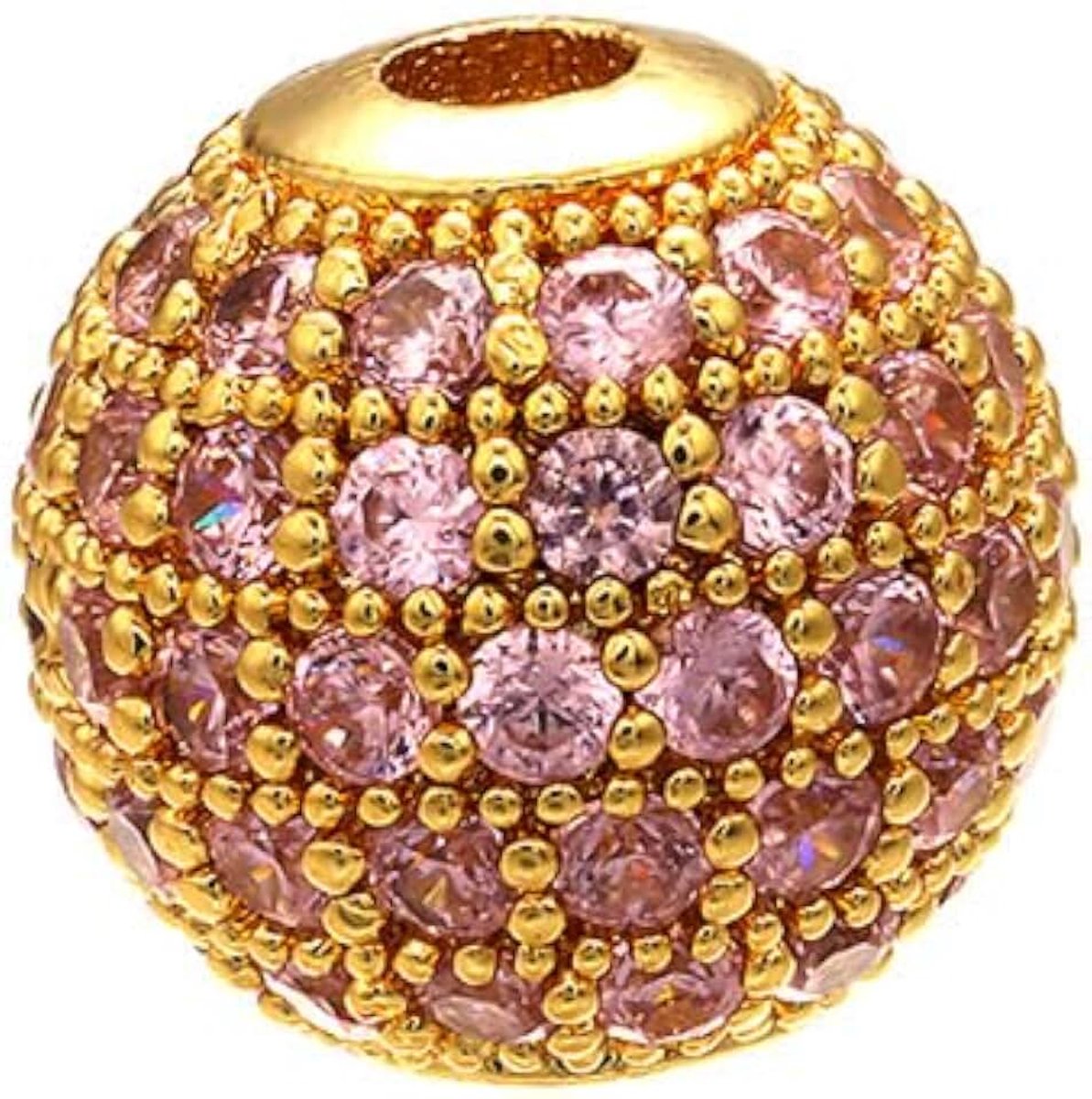 Kwaliteit Cubic Zirkonia geplaveide kralen voor sieraden maken 10mm 18k gold-pink