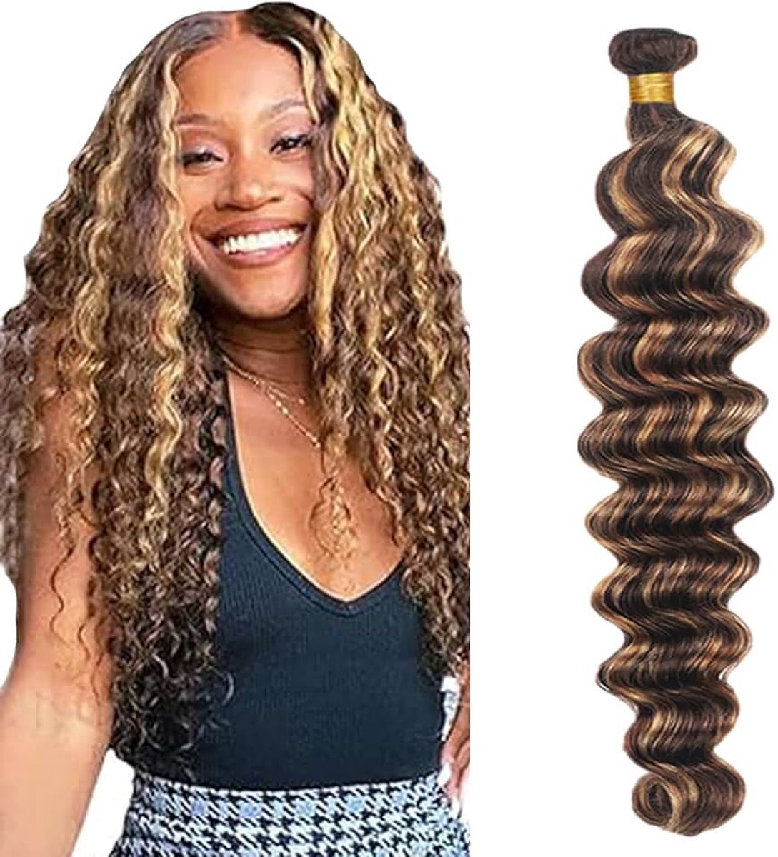 Deep Wave Mensenhaar Extensions Double Weft 1B Natural Black Human Hair Bundles Soft and Silky Remy Hair Extension Minimal Tangle For Women 34 Inch