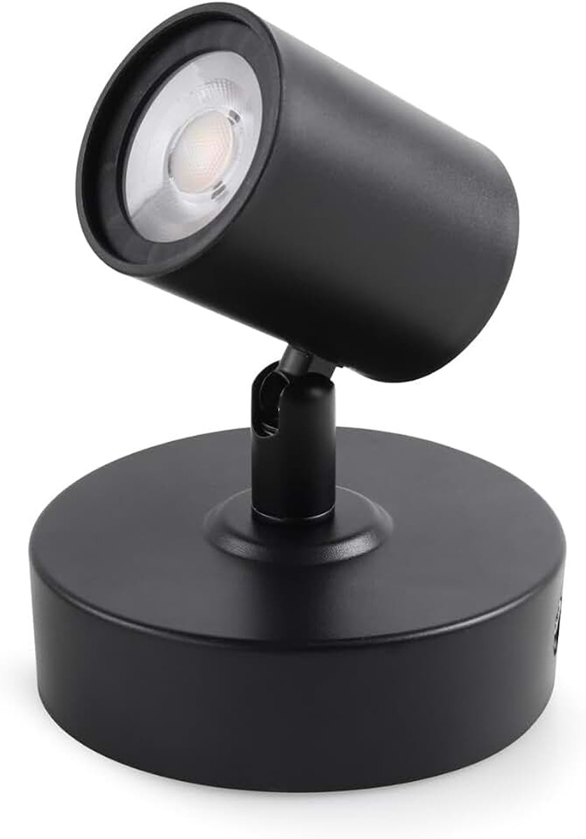 Da LIGHT Led-plafondlamp, 1 lichtpunt, draaibare plafondspot, 3CCT spotlamp, warmwit/neutraal wit/koudwit, wandspot, modern, 230 V, zwart, voor woonkamer, slaapkamer, keuken