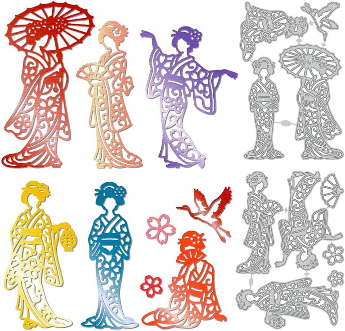 Oosterse geisha stansvormen holle witte kraanvogel vrouwen kaarten maken sjabloon scrapbooking reliëfsjablonen voor wenskaarten uitnodigingsdecoratie