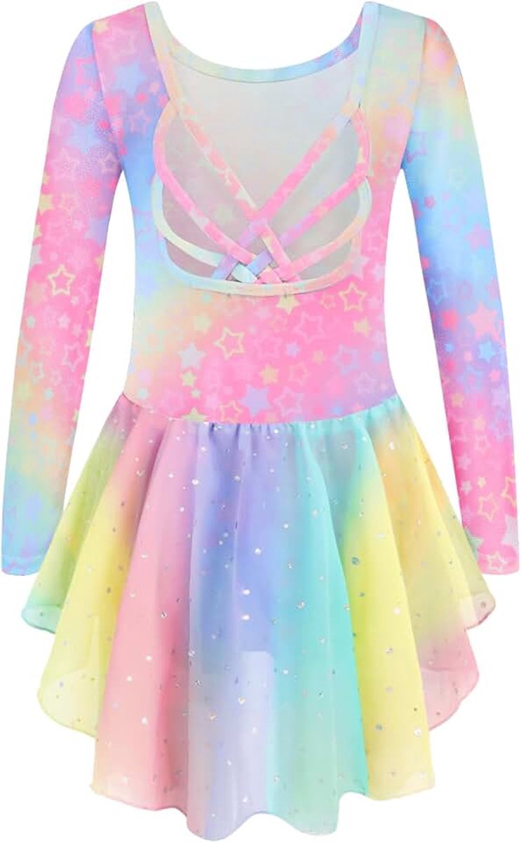 Balletkleding voor meisjes, 2-10 jaar, balletjurk, lange mouwen, kinderen, balletjurk, dansjurk, rugvrij, katoen, balletpak, dansbody met balletrok, tutu