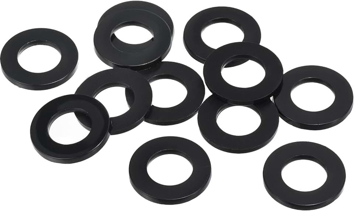Platte sluitring 12 stuks 14 mm ID 27 mm AD afdichting afstandhouder afdichtring voor waterleiding waterslang bevestiging bouten zwart