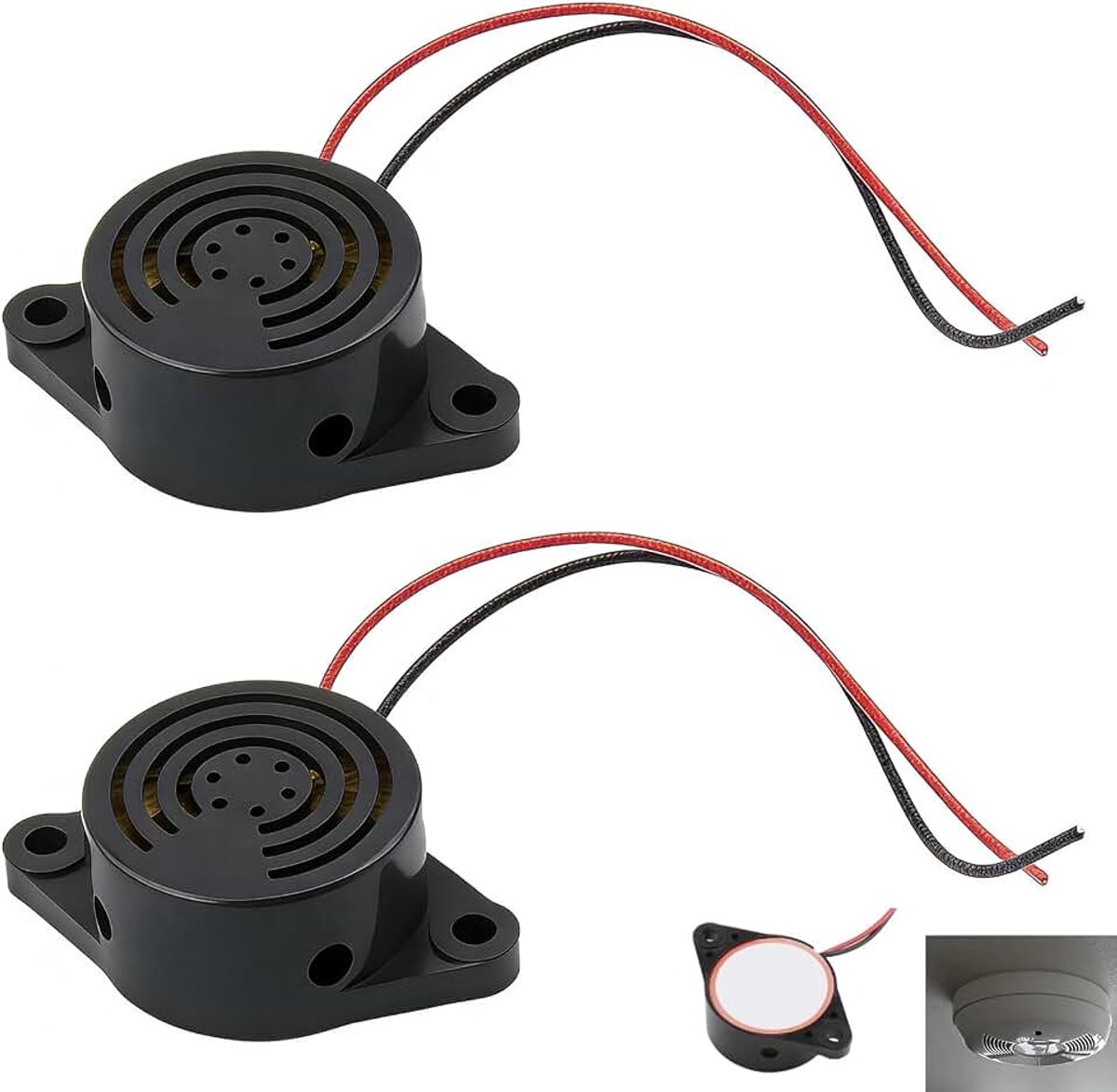 Piëzozo-zoemers, 2 stuks, 12 V, continue geluidszoemer, DC 3-24 V, geluidswaarschuwing, 100 dB, waterdicht, hoge intensiteit, veiligheidsalarm voor auto, motorfiets, industrieel systeem