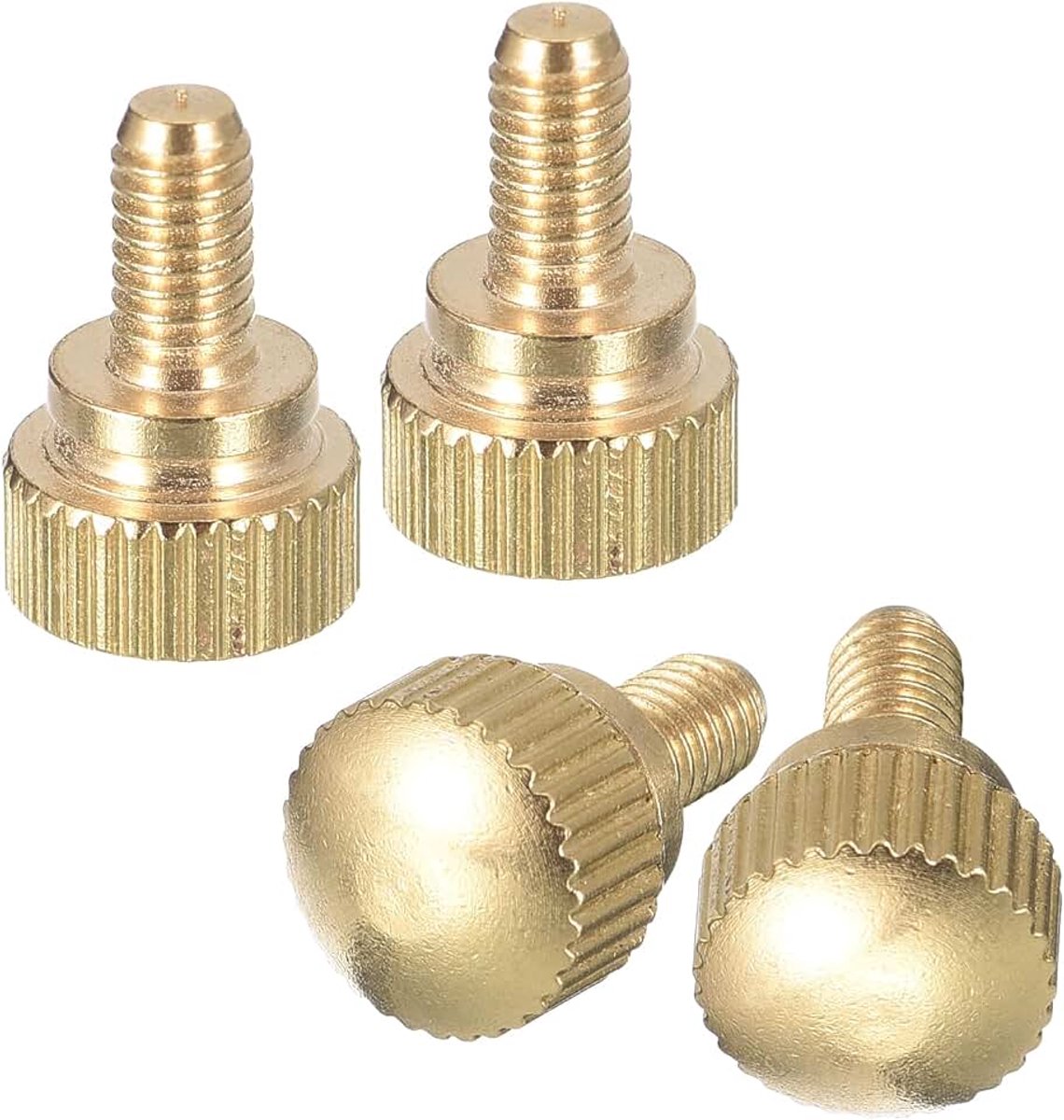 M4 x 8 mm gekartelde kopschroeven, 4 stuks gekartelde kopschroeven messing bouten knop schoudergreep bevestigingselementen, messing tint