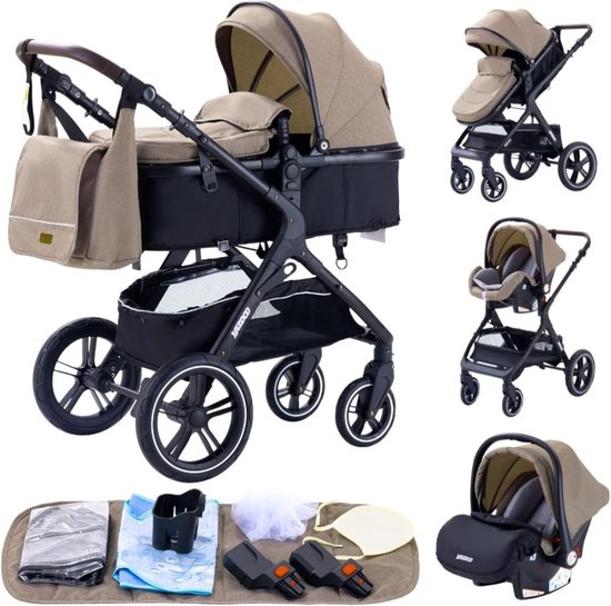 Kinderwagen - Grijs - Buggy - Kinderwagen 3 In 1 - Kinderwagens & Buggy's - Kinderwagens - Baby - Buggy's - Plooibuggy - Buggy Inklapbaar - Kinderwagens - Kind - Kinderen - Baby - Baby's — afbeelding 2