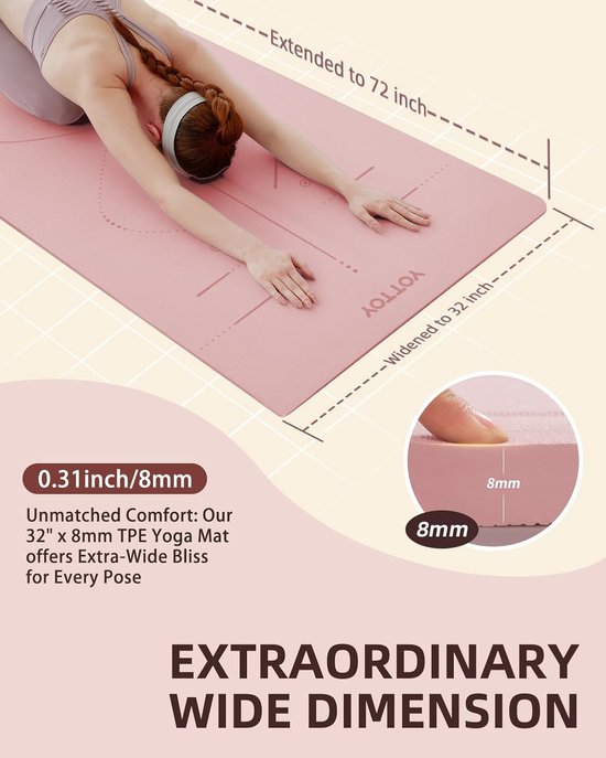 Yoga Mat - Fitness Mat - Thuis Trainen - Extra Breed Ontwerp - 183 x 81 cm - Koraal — afbeelding 3
