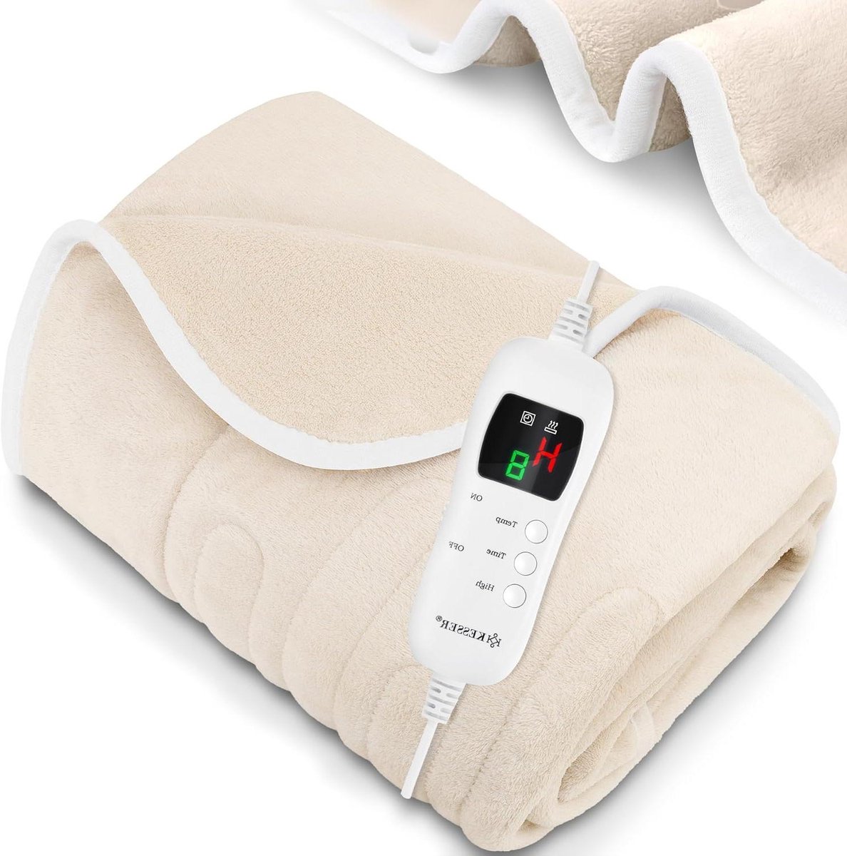 Elektrische Warmtedeken - Pluche Deken - Ontspannen en Warm - 9 Temperatuurstanden - XXL formaat - Beige