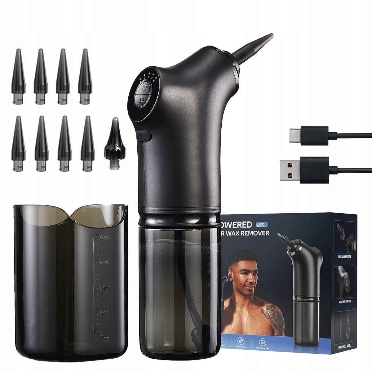 Oorreinigingsset - Oorsmeer Verwijderaar - Oorreiniger Elektrisch - 4 Waterdrukniveaus - 2000mAh - USB - Voor Oorsmeer - Oplaadbaar