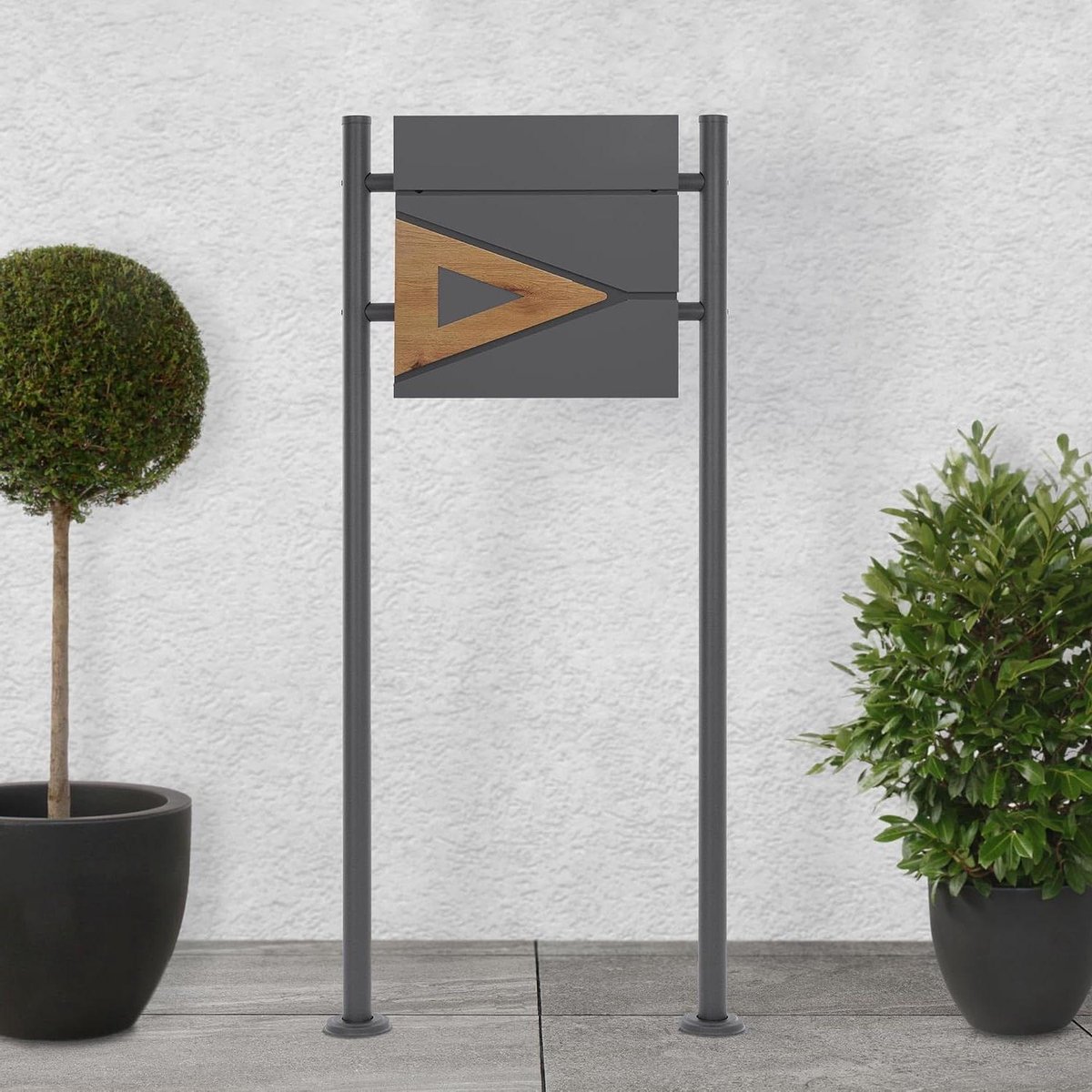 Staande brievenbus - Postkast - Post ontvangen - Met krantenvak - 120cm hoog - Antraciet eikenlook