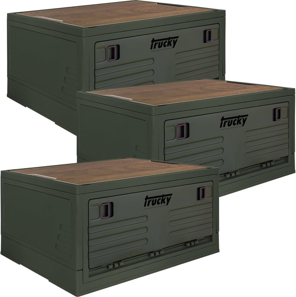 Opbergdoos, 35 L, camping, vouwdoos, opbergdoos met deksel, inklapbaar, opbergen, doos, 47 x 35 x 24 cm, beige, Trucky