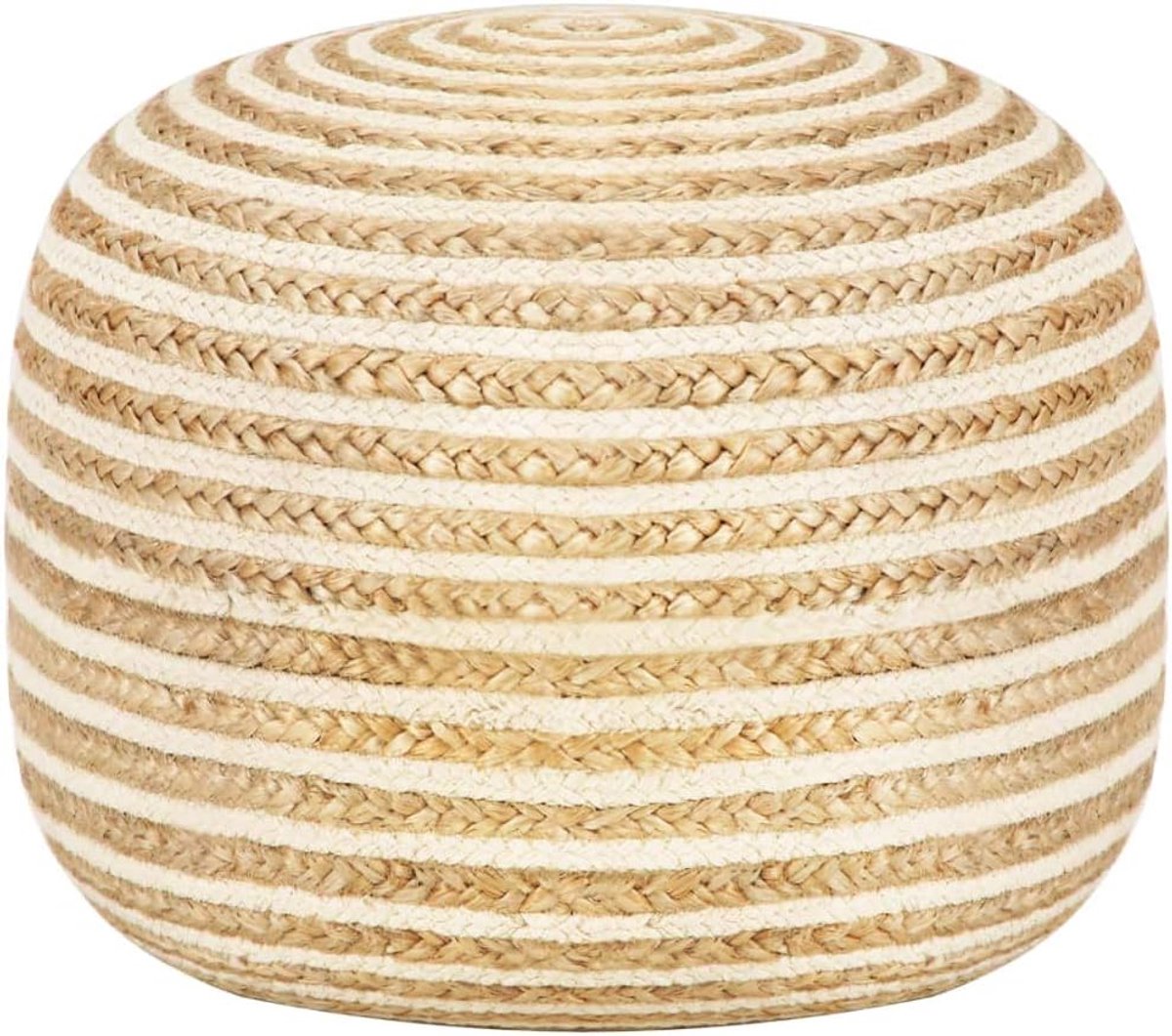 Zitpoef, Voetenbank, Kruk, 45 x 30 cm, Jute, Decoratieve Kruk, Zitpoef, voor Woonkamer en Slaapkamer, Handgemaakt