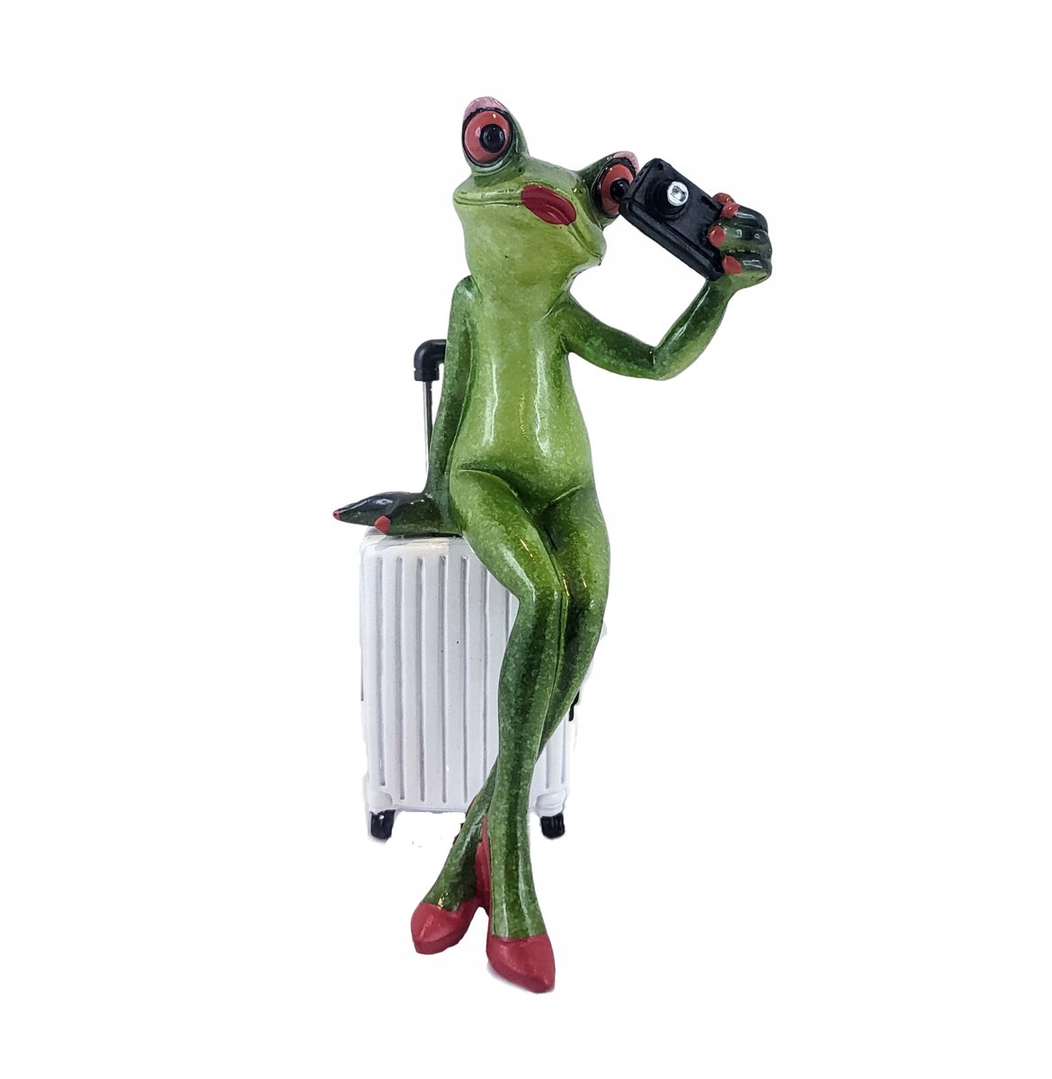 Grappig gluurfiguur met koffer - 17 cm
