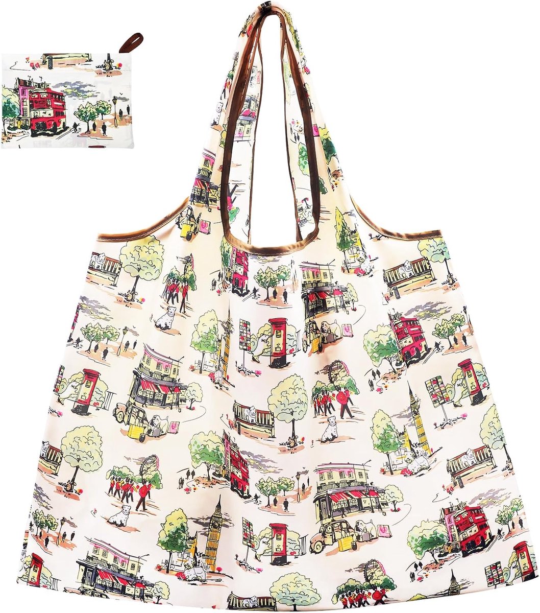 Herbruikbare Boodschappentassen, Grote Shopper Bag Lichtgewicht Zak Wasbare Handtas, Draagbare Tas voor Dagelijks Gebruik Boodschappen Reizen, 53 x 66 cm