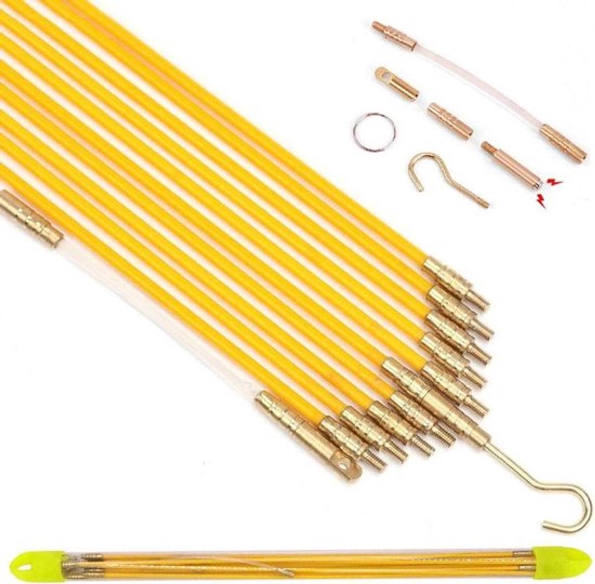- Elektrische kabelstangen - Glasvezel - Visband - Verbindbare visband-trekset - Haak - Eenvoudig te gebruiken - Trekker - Geschikt voor visserij - Rood/zwart - Set van 10, 83 voet