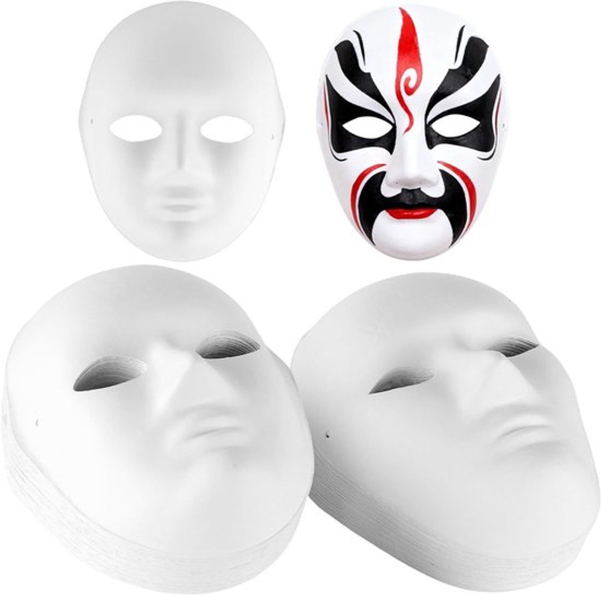 40 Stuks DIY Wit Papieren Gezichtsmaskers voor Kunst en Ambachten, Overschilderbare Volgelaatsmaskers voor Feestdecoratie en Halloween Cosplay