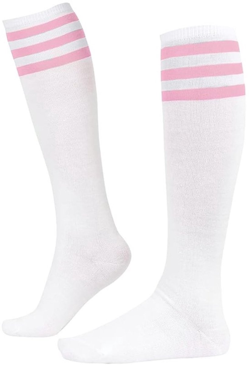 Damessokken Klassiek - Knielange Kousen - Sportsokken met Drie Strepen - Comfortabel - Duurzaam - Polyester Materiaal