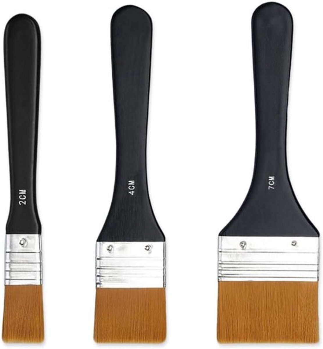 Set van 3 Platte Schilderkwasten voor Acryl, Olie & Aquarel - Nylon