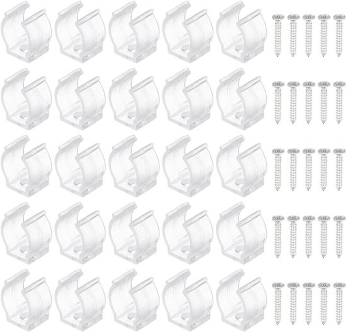 LED Gloeilamp Montagebeugel - Plastic - Houder - Fluorescerende Buis - Schroeven - Ondersteuning - Gloeilampen - Clear - Montage - Beugel - Geschikt voor - T5 - Pack van 25