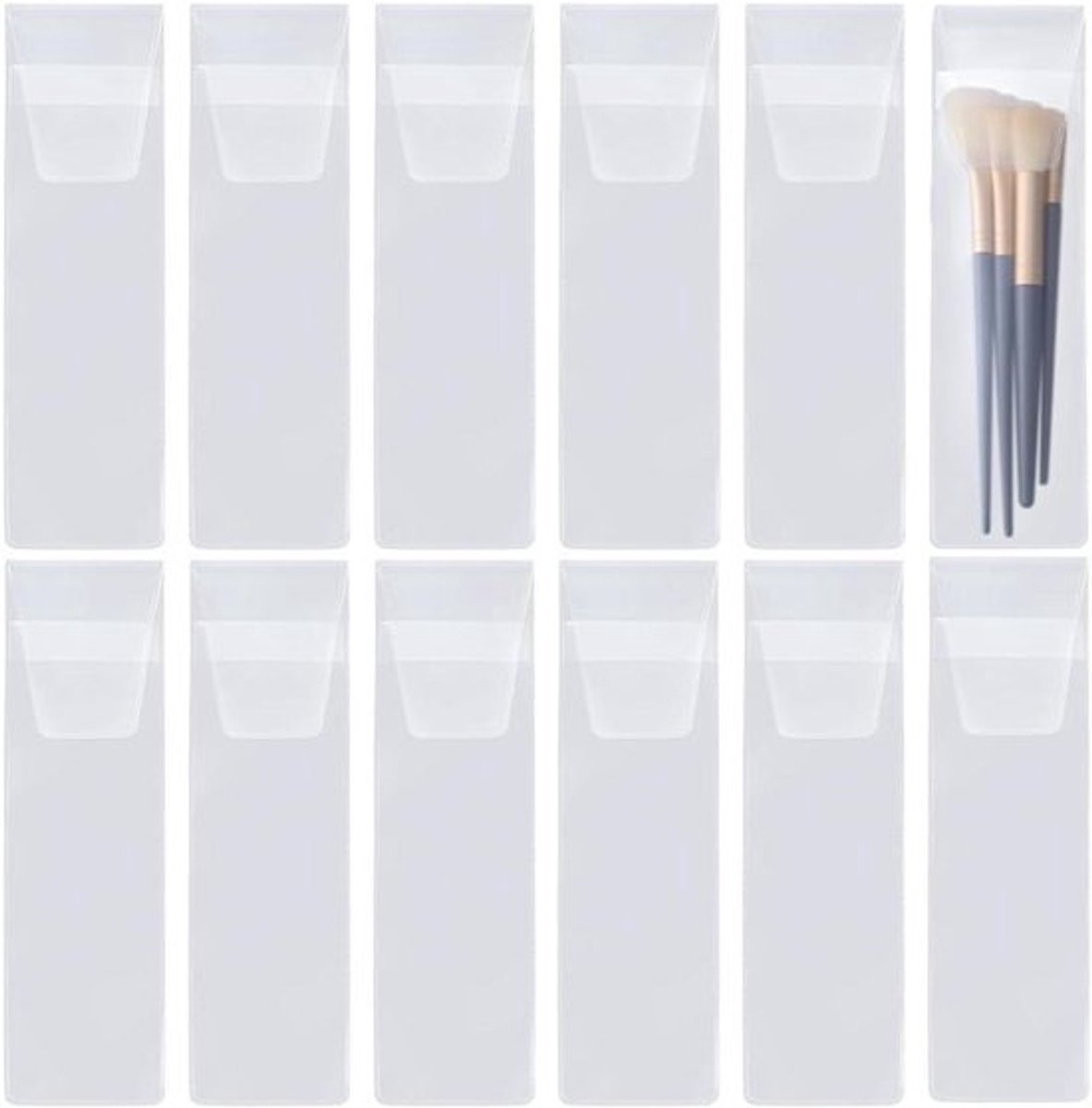 Make-upkwast beschermer - Cosmetica - Draagbaar - Opbergen - Reis - Handtas - Wit - Vrouwen - Dames - EVA - Organizer - Make-uppen - Borstels - Geschikt voor diversen - 18.5x2.5 cm - Set van 20
