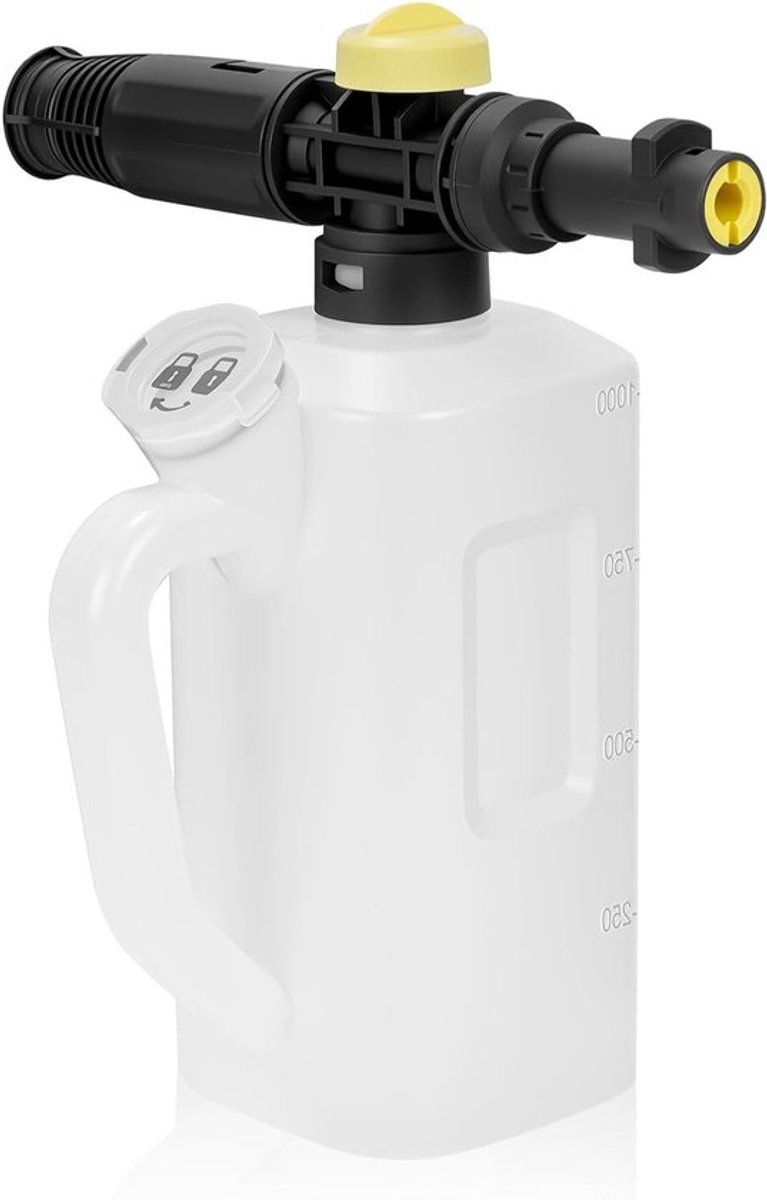 Jet Bottle Snow Foam Lance voor hogedrukreiniger Karcher K2 K3 K4 - Verstelbare spuitmond, 1000 ml met handvat en maatbeker voor auto wassen, schuim genereren en reinigen