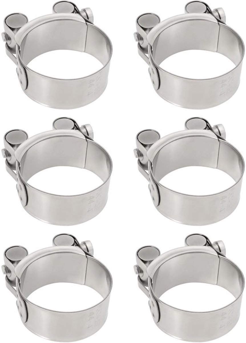 Uitlaatklem 6PCS - RVS Slangklemmen - Klembereik 44-47mm - Bandbreedte 22mm - Sterke Bevestiging - Voor Motoren/Voertuigen - Slangklem