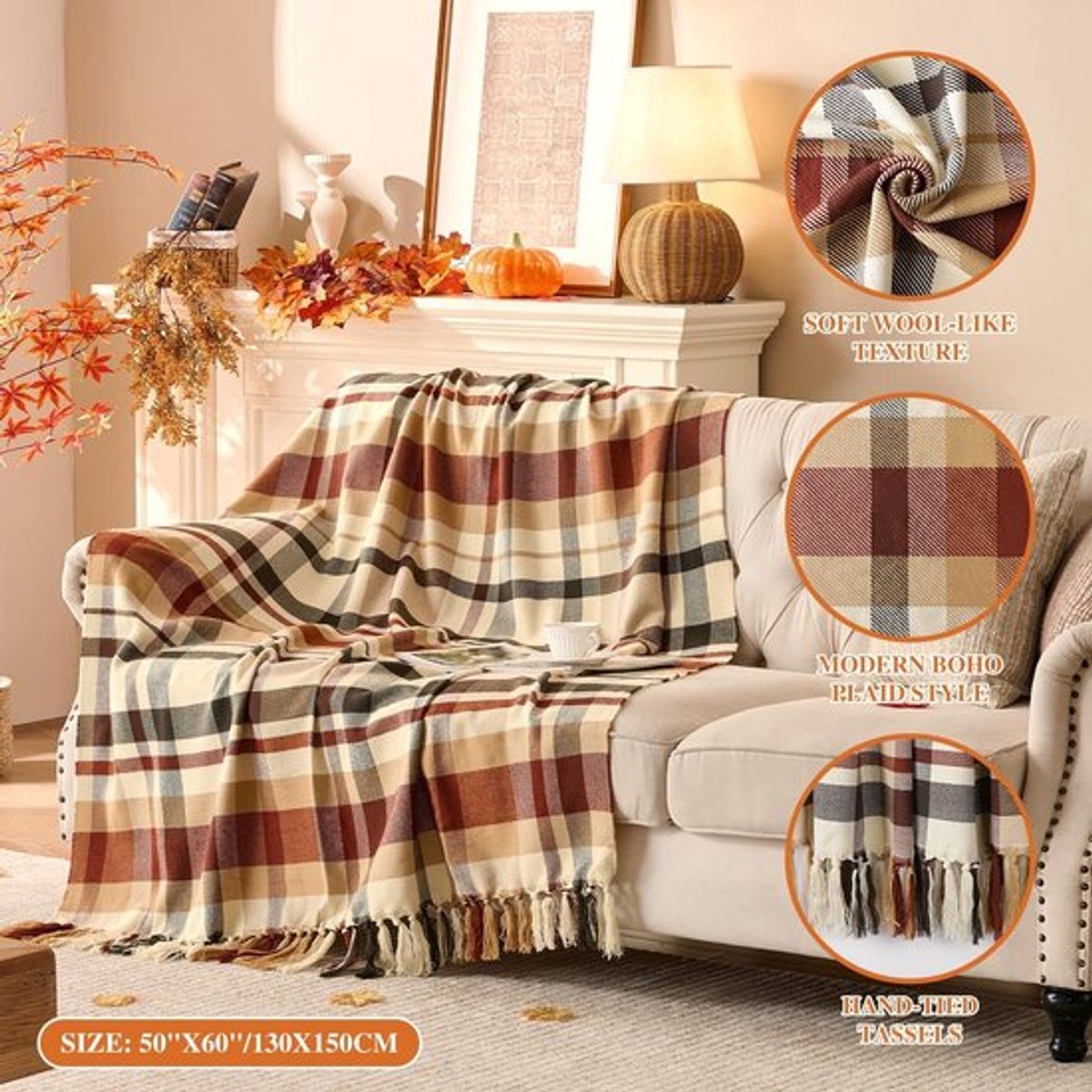 Deken Ultrazacht - Geruite Plaid - 50x60 Inch - Wasbaar - Decoratie voor Bank/Bed - Perfect Cadeau