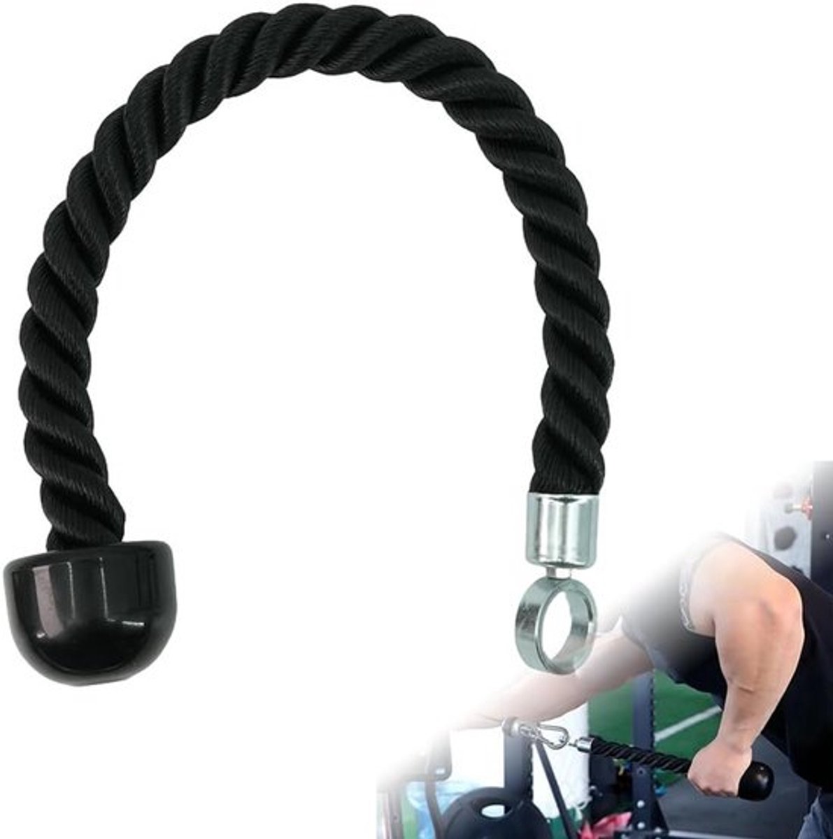 Nylon Tricep Rope voor Krachttraining, Biceps en Triceps Oefeningen, Non-Slip Handvat, 60cm, Ideaal voor Thuis en Sportschool