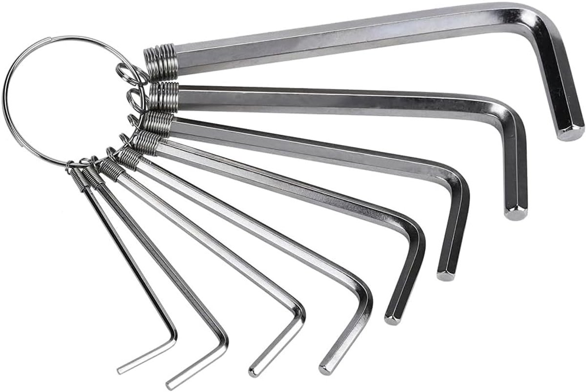 Inbussleutelset fiets mini zeskant inbussleutel zeskantsleutel 1,5 mm tot 6 mm inbussleutelset duurzaam gelegeerd staal inbussleutel voor meubelmontage