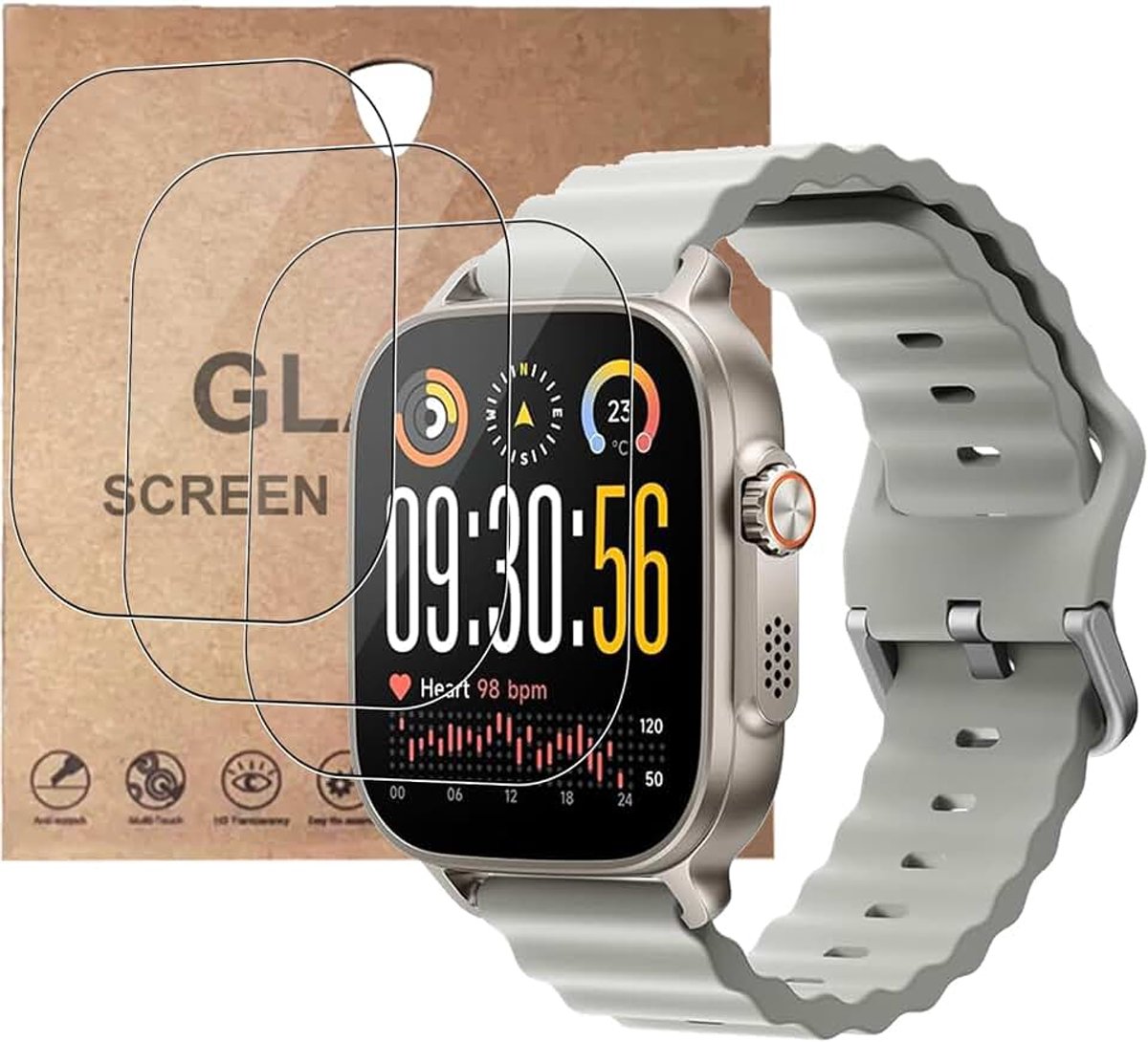 Beschermfolie voor Realme Watch 5, 3 stuks, hoge gevoeligheid, anti-luchtbellen, anti-vingerafdruk, 9H hardheid, krasbestendig, gehard glas, displaybescherming