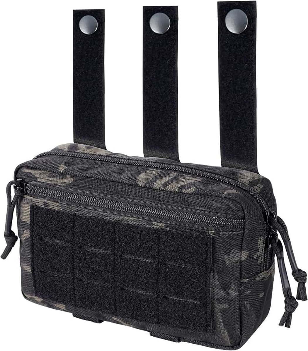 Tactische Molle Pouch Admin Nylon Gereedschap Tas Met Velcro Riem - EDC Bag (Camouflage Zwart) | Admin Pouch Tactische Molle-tas voor kamperen en wandelen