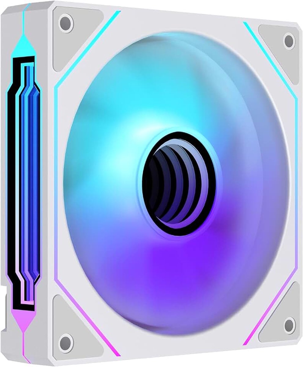 Prism 4 Pro RGB Ventilator 120mm Zwart, 5V 3PIN moederbord Synchroniseerbare 4PIN spiegel PWM ARGB pc-behuizing ventilator (wit, forward-1 stuks)