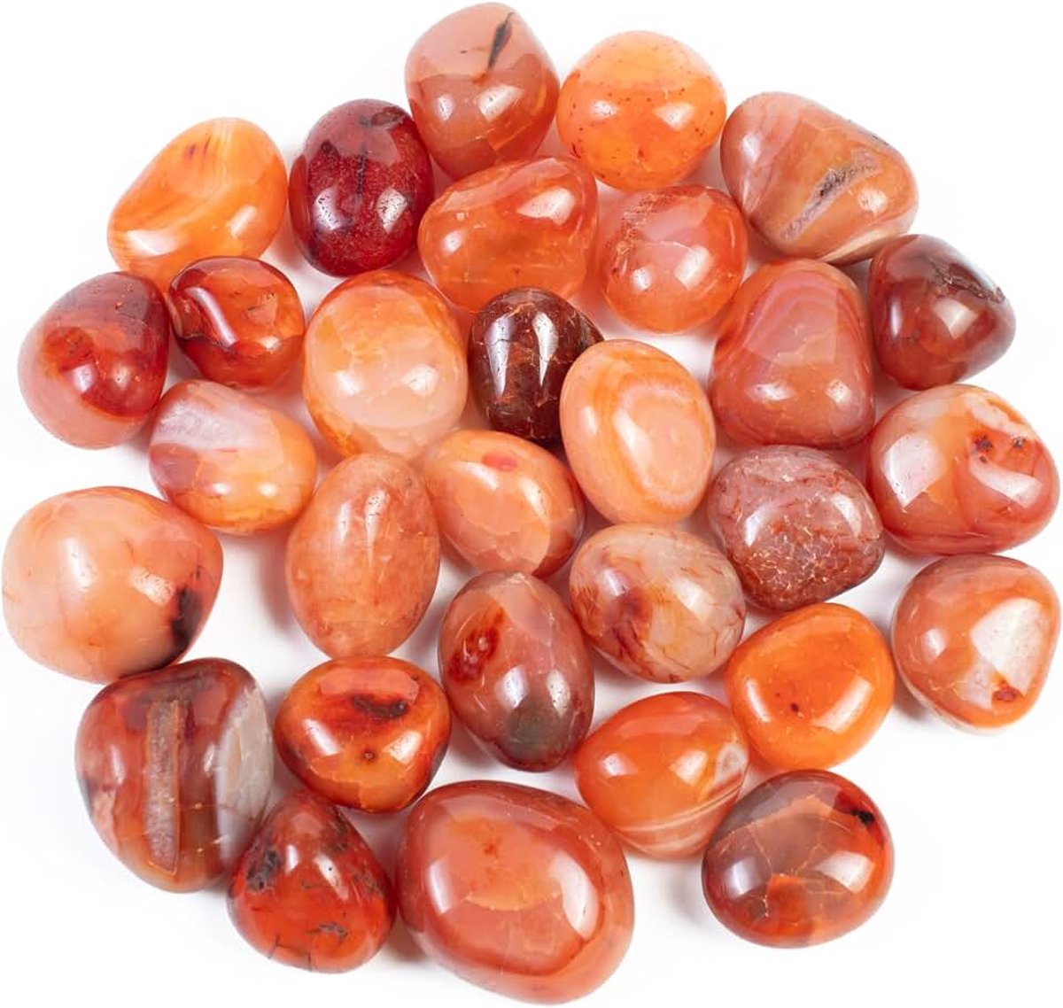"Crocon Carnelian tumbled stones and crystals bulk, polished stones - rock collection - vase filler tumbles - Crystals Healing reiki - gemstone gifts - good luck - Fountain tumbles | size 20 mm, 1LB"