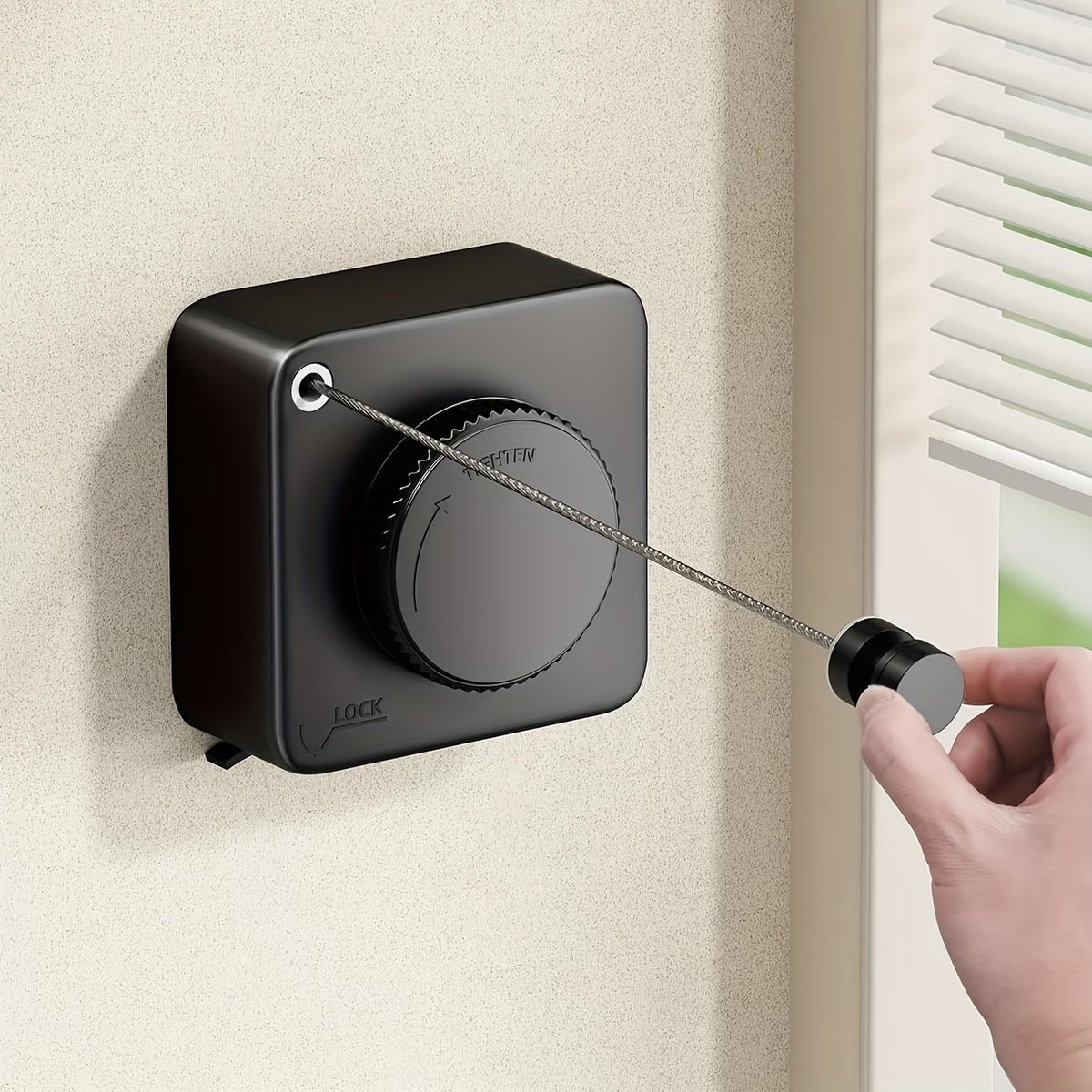 Lzwintrading - Waslijn Uittrekbaar Buiten - Waslijndraad met Stalen Kern - Voor Muur Geen Doorhangen - 4,8 M Lange Staalkabel - Voor Badkamer Bijkeuken Balkon Tuin - Zwart