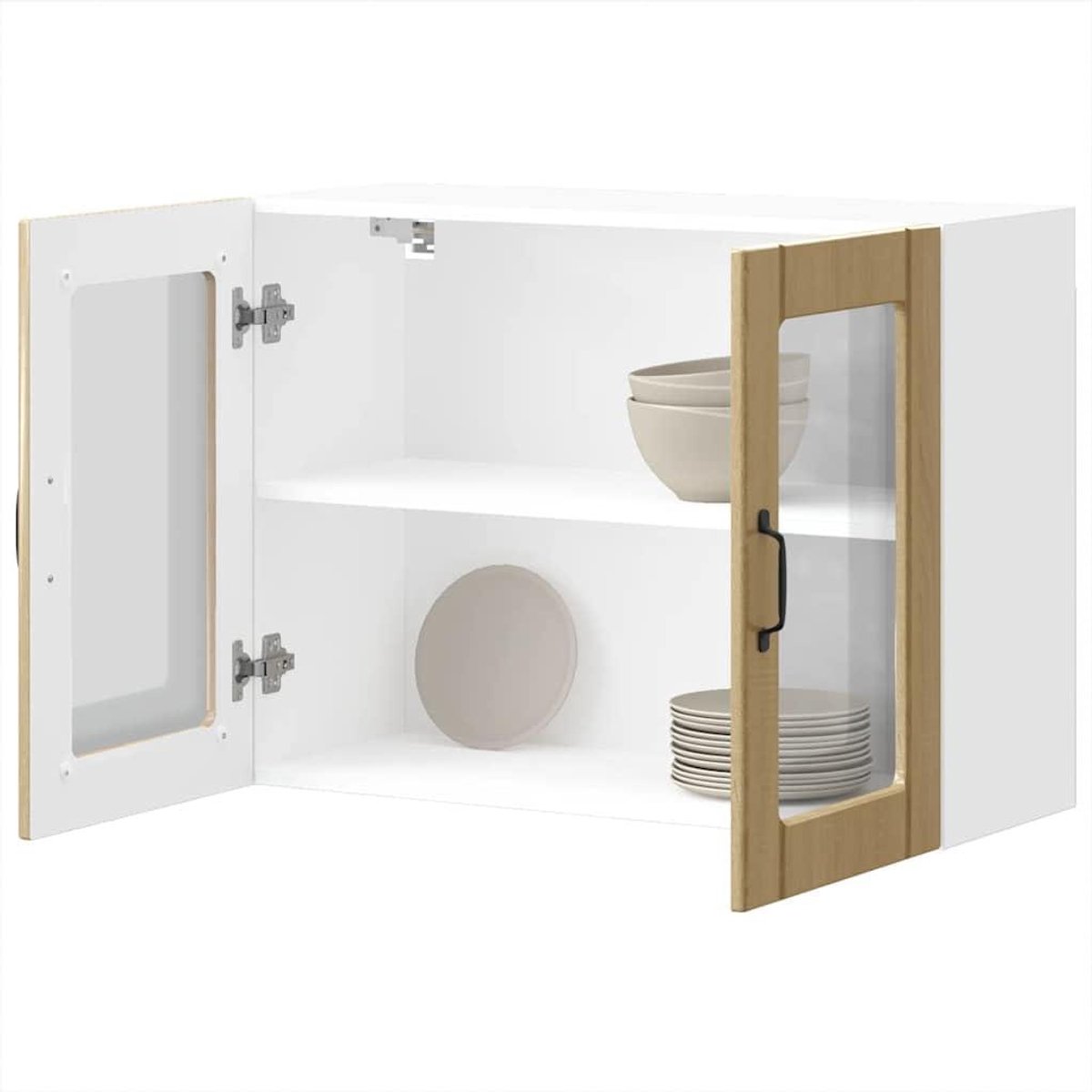 Keukenkast met deur - Opbergkast Wandkast - Keuken Organiseren - Glazen Deuren Wandmontage - 80 x 31 x 60 cm