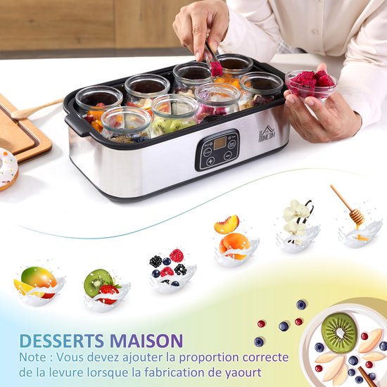 HOMCOM-Yoghurtmaker-PP-36x18,8x14cm-Zilver — afbeelding 5