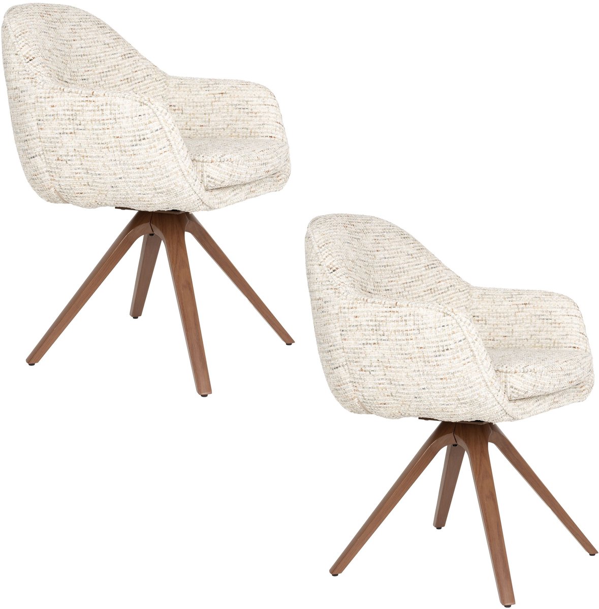 Housecraft Living Batoul Eetkamerstoelen Armleuning Beige - Set van 2