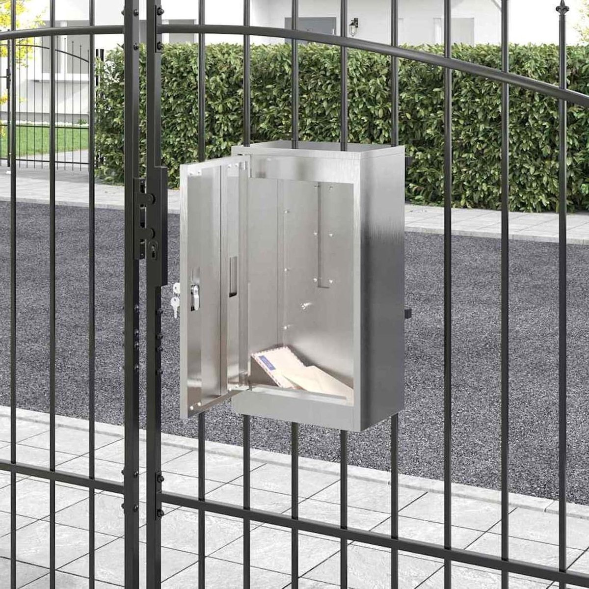Brievenbus - Postbus - Post Verzamelen - Roestvrij Staal - 30 x 23 x 55 cm - Zwart