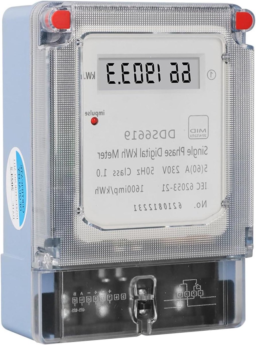 Digitale KWh Meter - Stroommeter Energie - Verbruik Monitoren - Aan Muur Gemonteerd - 145 x 70 mm - Wit