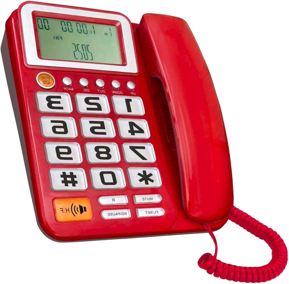 Vaste Telefoon - Seniorentelefoon Huistelefoon - Dagelijks Bellen - Grote Knoppen - 22 x 17 cm - Rood/Wit