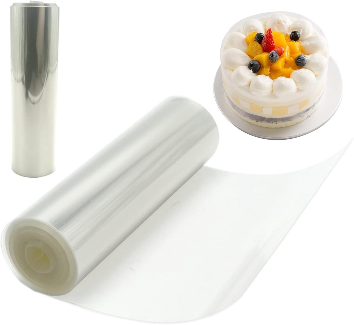 Taartketting verdikte 12/14/16 cm x 10 m cakerol plastic transparante acetaatrol (14 cm) voor bakken van chocolademousse