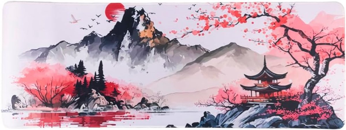 Muismat XXL - 800 x 300 x 3 mm - Japanse decoratie - Antislip en waterbestendig - Zen sfeer - SnelShoppen