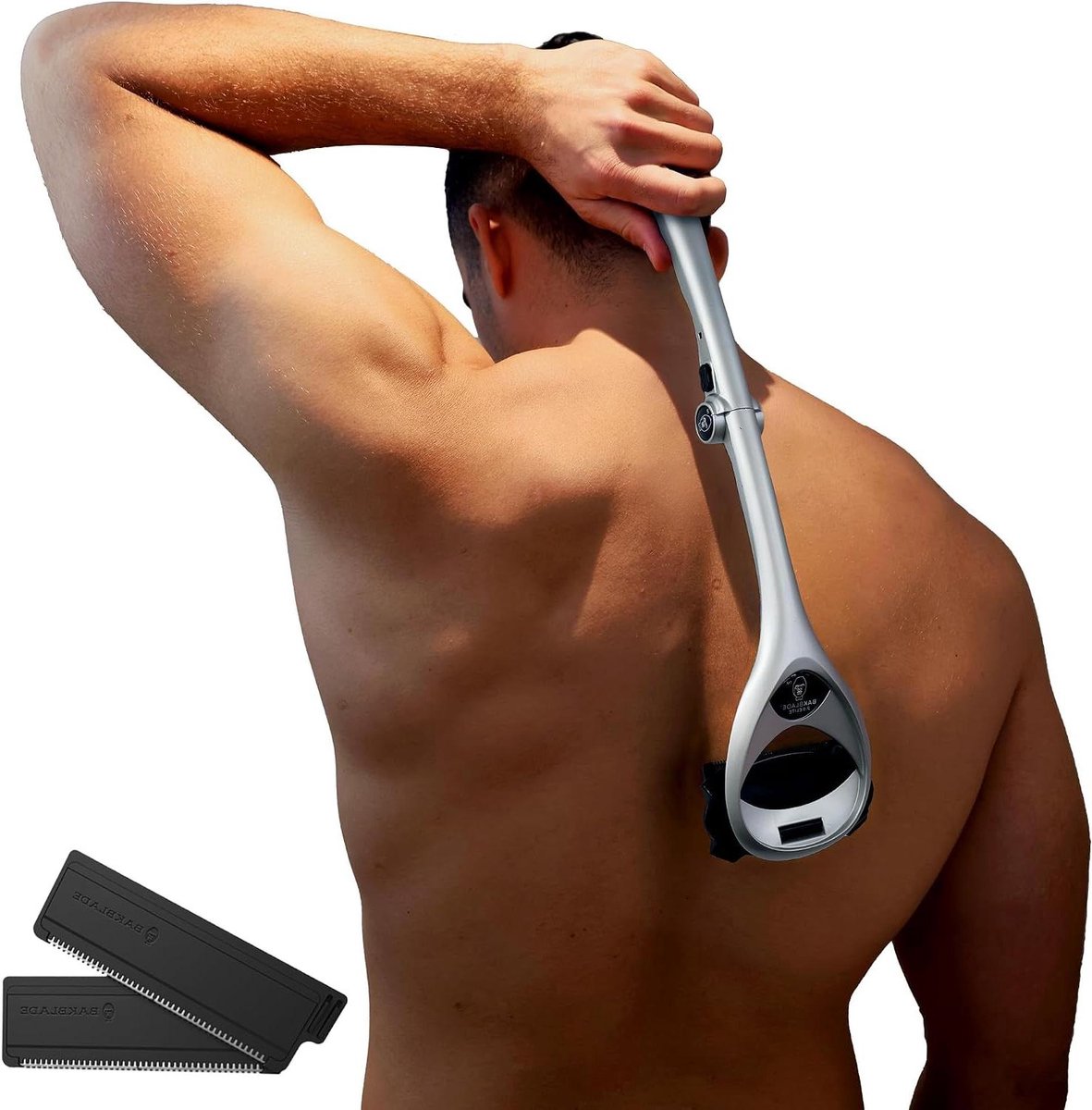 Rugscheerapparaat - Zelfscheerapparaat - Lichaamshaar Verwijderen - Ergonomische Lange Handgreep - 45 cm - Zilver