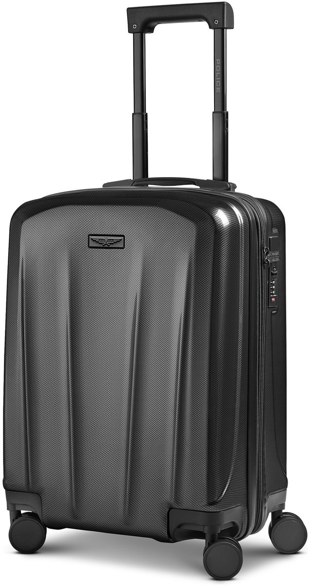 Police New York 4 wielen Cabinewagen S 54 cm met uitbreidingsplooi - Harde bagage - TSA slot - black