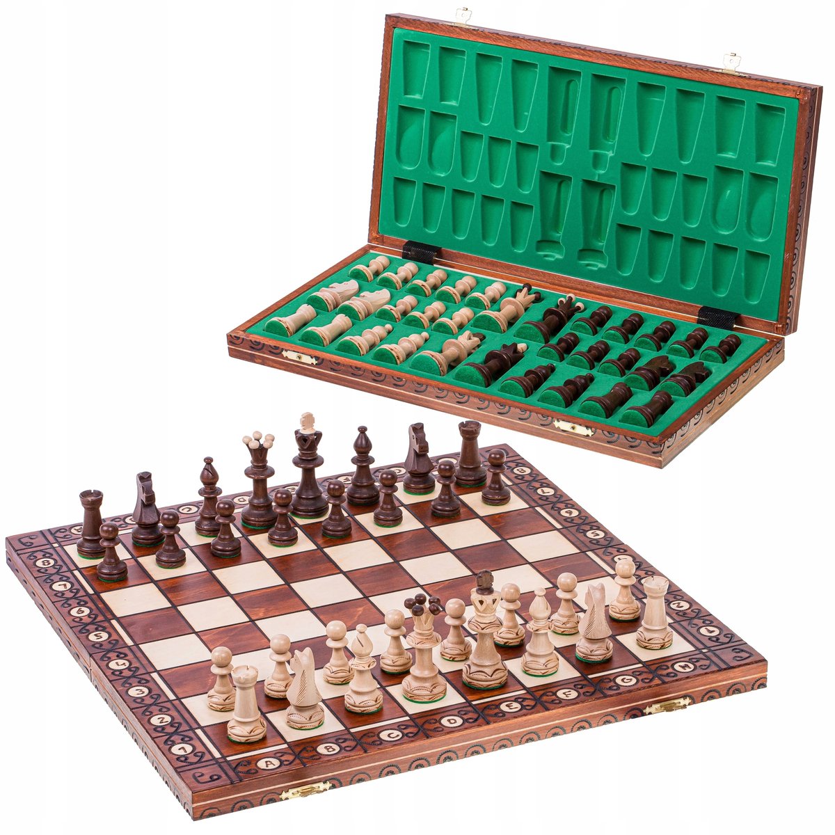 Houten Schaken Senator Lux - 41x41 cm - Verzwaarde figuren